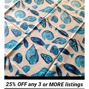 Oblong Fish Seashells Tablecloth Nautical Oceanic Sea Shell Decor Tablescape